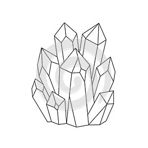 Mystical, esoteric or healing crystals. Linear art. Editable strokes. Vector illustration