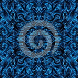 Mystical ethnic seamless intricate pattern of blue scales