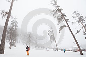 Winter park on the slope of Mount Kokhta in Bakuriani.