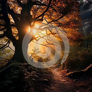 Mystical Forest in the Peak of Autumn