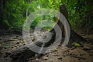 Mystical Forest Stream with Ancient Tree Roots