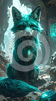 Mystical Fox with Glowing Blue Fur