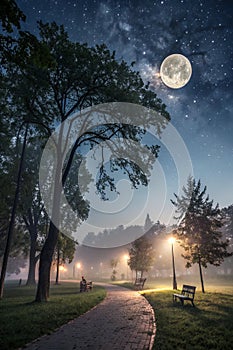 Full Moon Night in Park