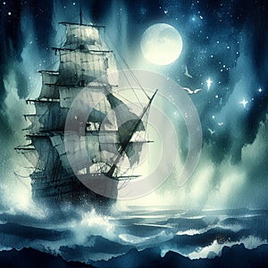 Mystical ghost ship, beauty and mystery.