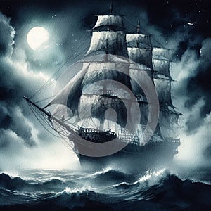 Mystical ghost ship, beauty and mystery.