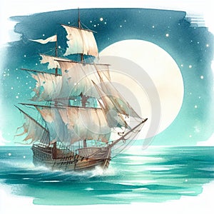 Mystical ghost ship, beauty and mystery.