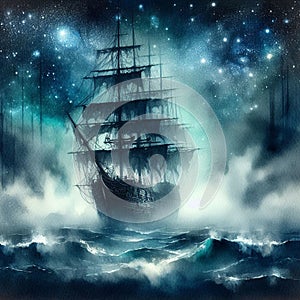 Mystical ghost ship, beauty and mystery.