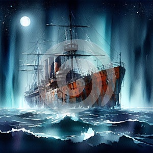 Mystical ghost ship, beauty and mystery.