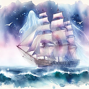 Mystical ghost ship, beauty and mystery.