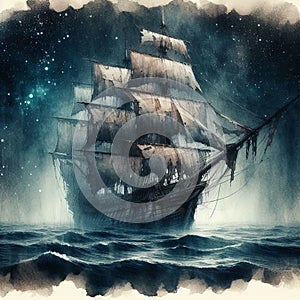 Mystical ghost ship, beauty and mystery.