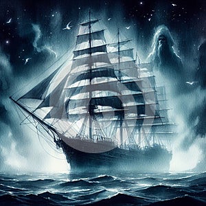 Mystical ghost ship, beauty and mystery.