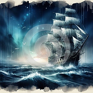 Mystical ghost ship, beauty and mystery.