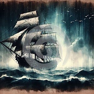 Mystical ghost ship, beauty and mystery.