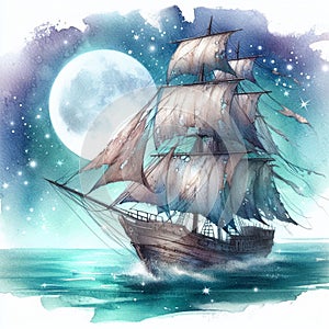 Mystical ghost ship, beauty and mystery.