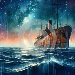 Mystical ghost ship, beauty and mystery.