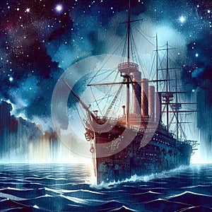 Mystical ghost ship, beauty and mystery.