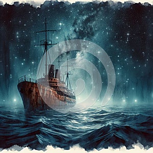 Mystical ghost ship, beauty and mystery.