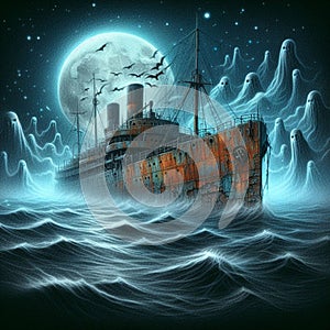 Mystical ghost ship, beauty and mystery.