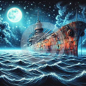 Mystical ghost ship, beauty and mystery.