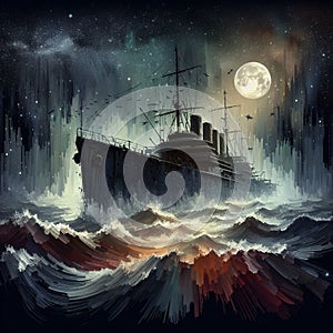 Mystical ghost ship, beauty and mystery.