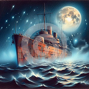 Mystical ghost ship, beauty and mystery.