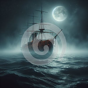 Mystical ghost ship, beauty and mystery.