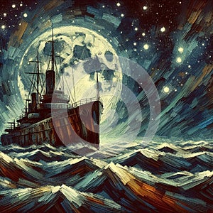 Mystical ghost ship, beauty and mystery.