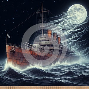 Mystical ghost ship, beauty and mystery.