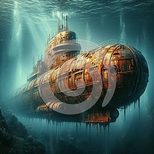 Mystical ghost ship submarine beauty and mystery.