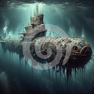 Mystical ghost ship submarine beauty and mystery.