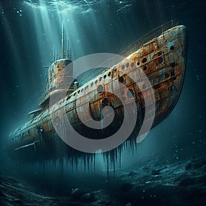 Mystical ghost ship submarine beauty and mystery.