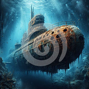 Mystical ghost ship submarine beauty and mystery.