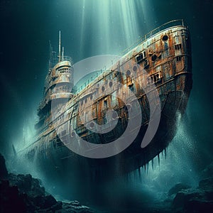 Mystical ghost ship submarine beauty and mystery.