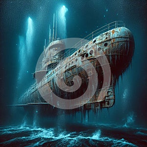 Mystical ghost ship submarine beauty and mystery.