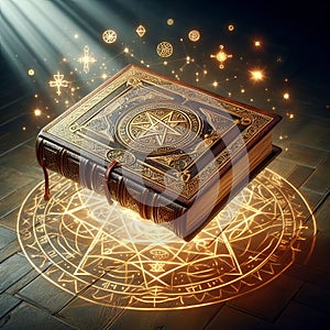 Mystical Grimoire with Magic Symbols