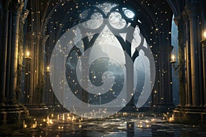 mystical magic hall in the castle generative ai