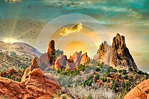 Mystical and Magical Fantasy Sunset / Sunrise  at Garden of the Gods