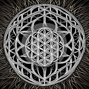 Mystical Mandala: The Flower of Life in Monochrome