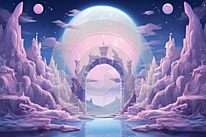 Mystical moonstone portals, bridging the gap between realms and dimensions - Generative AI