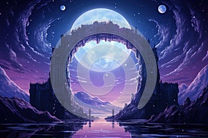 Mystical moonstone portals, bridging the gap between realms and dimensions - Generative AI