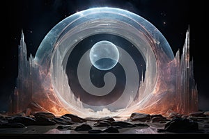 Mystical moonstone portals, bridging the gap between realms and dimensions - Generative AI