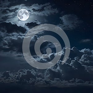 Ai generated Full Moon Shining behind Clouds