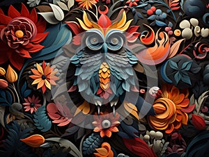 Mystical Owl Amidst Floral Elegance