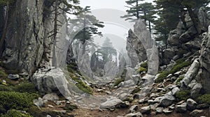 Mystical Pine Grove: Surrealist Fantasy Landscapes With Gothic Undertones