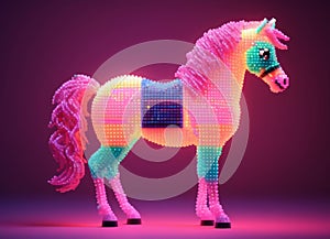 Mystical pixelated horse in vibrant hues