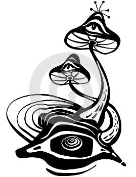 Mystical Psychedelic mushroom