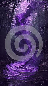 Mystical Purple Splash - Fantasy Forest Fluid Art