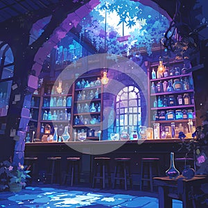 Mystical Speakeasy for Wizards â€“ Cosy Cavern Bar Scene