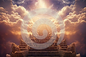 Mystical Stairway to heaven cloud. Generate Ai