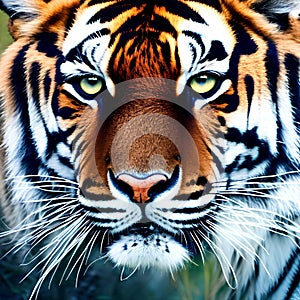 A mystical tiger with luminous eyes, prowling through a mystical forest illuminated by glowing orbs1, Generative AI